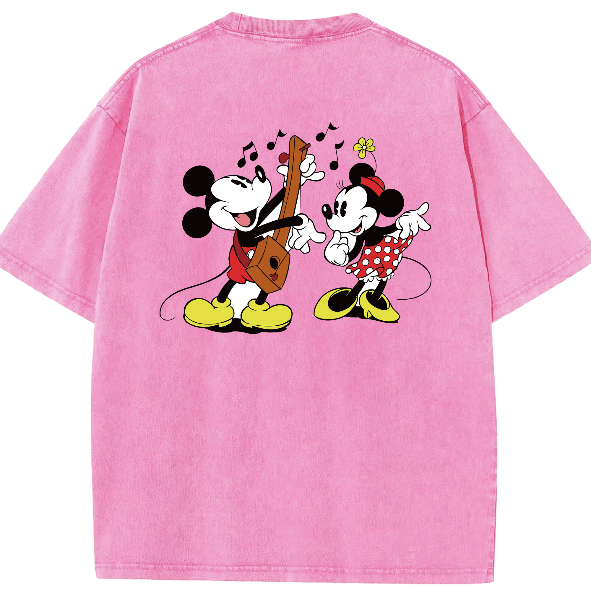 （画像用） ミッキーマウス Mickey Mouse 綿100% ヴィンテージ風 半袖Tシャツ（背面プリント）